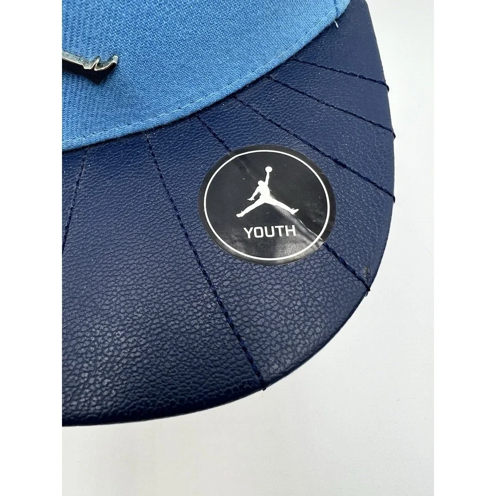Nike Air Jordan Youth Snapback Hat Blue Navy‎ Faux Leather Brim #23 Cap